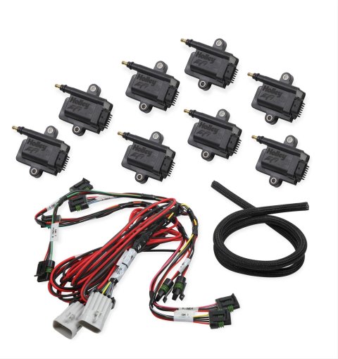 Holley Coil-Near-Plug Smart Ignition Coils 556-127 Coils, EFI, Coil-Near-Plug, Ignition, Coil Pack, HEI In-cap, Black, 44,000V, Rectangular, for HP, Dominator EFI, 8-piece, Set