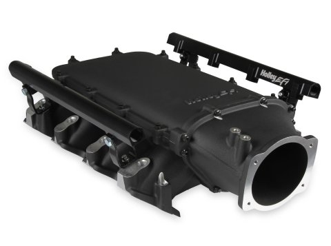 Holley LS Modular Ultra Lo-Ram EFI Intake Manifolds 300-680BK Manifolds, Modular, EFI, Rectangular Port, Multi-port, 105mm Bore, Standard Deck, Aluminum, Black, Chevy, 6.0L, 6.2L, Each