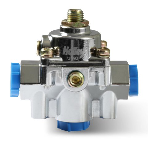 Holley Bypass Fuel Pressure Regulator Kits 12-881KIT Regulators, Die-Cast By-Pass, Adjustable, 4.5-9 psi, Return Style, Inline, 3/8 in.-NPT, 1/8 in.-NPT Ports, Fittings, Gauge, Bracket, Kit