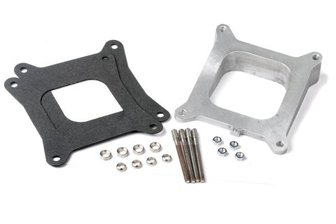 Holley Carburetor Wedged Spacers 717-2 Spacers, Holley, Spacer, 12 Degrees, Open, Square Bore, 1.625 in. Thick, Aluminum, Natural Finish, with Gasket and Hardware, Each
