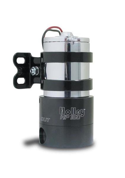Holley HP Series Fuel Pumps 12-150 Pumps, Series, Electric, External Mount, 12V, 150 gph, 17 psi, 3/8 in-NPT, Female Thread, Black, Alcohol, Gasoline, E85 Compatible, Each
