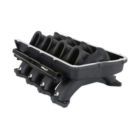 Holley EFI Coyote Ultra Lo-Ram Intake Manifolds 300-921BK Manifolds, EFI, Lo-Ram, Base Only, Throttle Body Injected, Standard Deck, Aluminum, Black Finish, Ford, 5.0L, Modular, Each