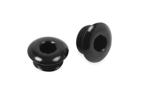 Holley Plug Fittings 26-159 Fittings, Internal Allen Head, O-Ring Plug, -8 AN, Aluminum, Black Anodized, Pair