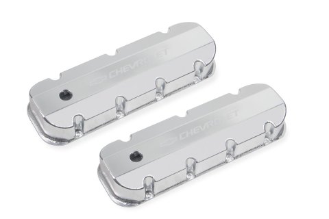 Holley Track Series Valve Covers 241-280 Covers, Series, Perimeter Bolt, Tall, Chevrolet Logo, Fabricated Aluminum, Silver Gloss, Baffled, Chevy, 396ci, 402ci, 427ci, 454ci, Pair