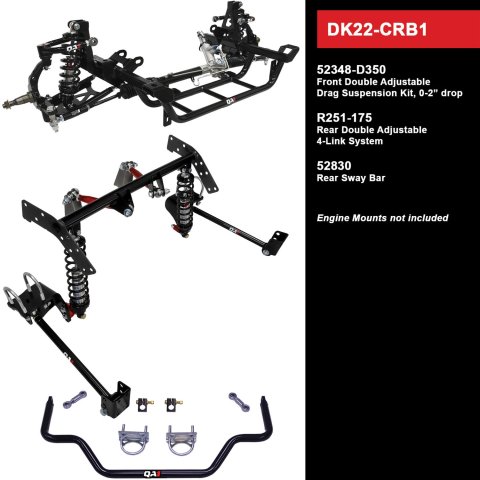 QA1 Level 2 Full Vehicle Drag Racing Suspension Kits DK22-CRB1 Handling Packages, Racing, Coil Springs, Shocks/Struts, Control Arms, Rear Sway Bar, 0-2.000 in. Drop, Dodge, Plymouth, Kit