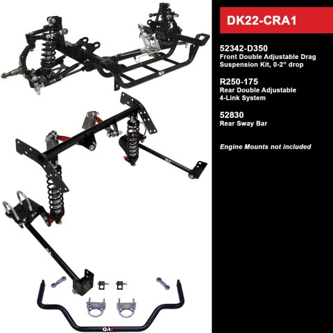 QA1 Level 2 Full Vehicle Drag Racing Suspension Kits for 1964-1966 BARRACUDA, 1963-1966 DART, 1962-1966 VALIANT - DK22-CRA1 Handling Packages, Racing, Coil Springs, Shocks/Struts, Control Arms, 0-2.000 in. Drop, Dodge, Plymouth, Kit