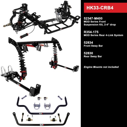 QA1 Level 3 Full Vehicle Handling Suspension Kits HK33-CRB4 Packages, Handling, Coil Springs, Shocks/Struts, Sway Bars, Control Arms, 2.000-4.000 in. Drop, Dodge, Plymouth, Kit