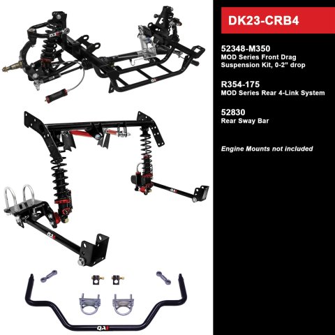 QA1 Level 3 Full Vehicle Drag Racing Suspension Kits DK23-CRB4 Handling Packages, Racing, Coil Springs, Shocks/Struts, Control Arms, Rear Sway Bar, 0-2.000 in. Drop, Dodge, Plymouth, Kit