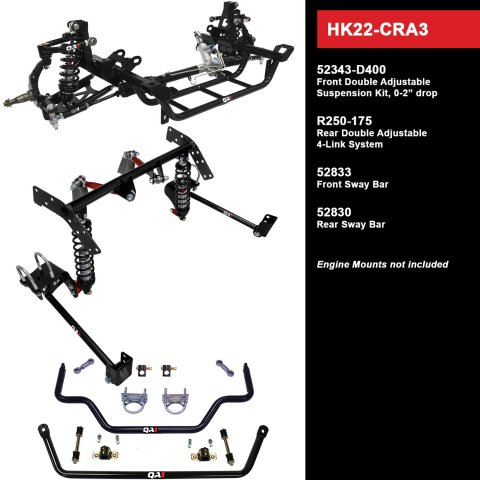 QA1 Level 2 Full Vehicle Handling Suspension Kits HK22-CRA3 Packages, Handling, Coil Springs, Shocks/Struts, Sway Bars, Control Arms, 0-2.000 in. Drop, Dodge, Plymouth, Kit
