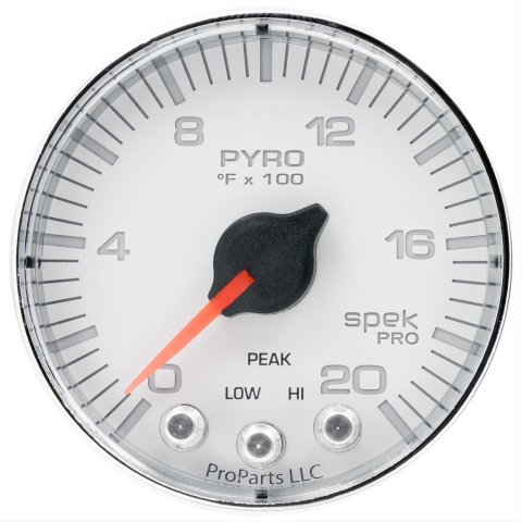 AutoMeter Spek-Pro Analog Gauges P310118 Gauges, Spek-Pro, EGT/Pyrometer, 0-2,000 degrees F, 2 1/16 in., White Face, Multicolor Numbers, Chrome Bezel, Analog, Electrical, Each