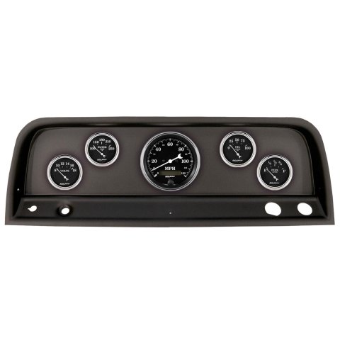 AutoMeter Old Tyme Black Series Instrument Clusters 2109-07 Gauge Kit, Black, Analog, Speedometer, Oil, Water, Volts, Fuel, White Numbers and Pointers, Panel, Chevy, Kit