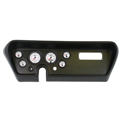 AutoMeter Phantom II Instrument Clusters for 1966 GTO, LEMANS - 2111-10 Gauge Kit, II, Analog, White Face, Speedometer, Tach, Oil, Water, Volts, Fuel, Silver Numbers, Red Pointers, Black Panel, Pontiac, Kit