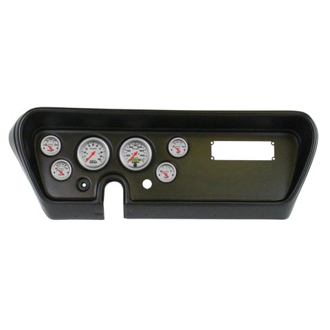 AutoMeter Ultra-Lite Instrument Clusters for 1966 GTO, LEMANS - 2111-13 Gauge Kit, Ultra-Lite, Analog, Silver Face, Speedo, Tach, Oil, Water, Volts, Fuel, Black Numbers, Red Pointers, Black Panel, Pontiac, Kit