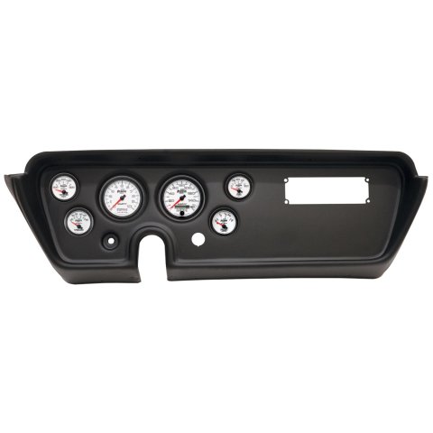 AutoMeter Phantom II Instrument Clusters for 1967 GTO, LEMANS - 2113-10 Gauge Kit, II, Analog, White Face, Speedometer, Tach, Oil, Water, Volts, Fuel, Silver Numbers, Red Pointers, Black Panel, Pontiac, Kit
