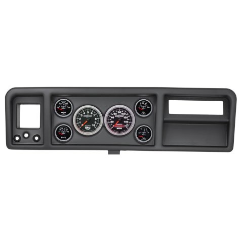 AutoMeter Sport-Comp II Instrument Clusters 2146-12 Gauge Kit, II, Analog, Black Face, Speedometer, Tach, Oil, Water, Volt, Fuel, White Numbers, Red Pointers, Black Panel, Ford, Kit