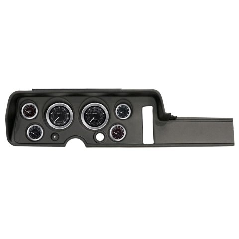 AutoMeter Chrono Instrument Clusters for 1968 GTO, LEMANS - 2906-04 Gauge Kit, Chrono, Analog, Black Face, Speedometer, Tach, Oil, Water, Volt, Fuel, White Numbers and Pointers, Black Panel, Chevy, Kit
