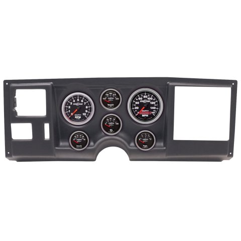 AutoMeter Sport-Comp II Instrument Clusters 2925-12 Gauge Kit, II, Analog, Black Face, Speedometer, Tach, Oil, Water, Volt, Fuel, White Numbers, Red Pointers, Black Panel, Chevy, GMC, Kit