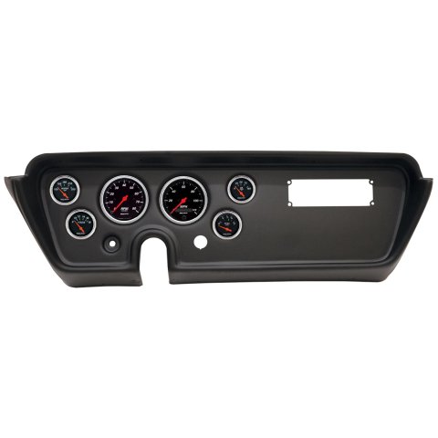 AutoMeter Designer Black Instrument Clusters for 1967 GTO, LEMANS - 2113-06 Gauge Kit, Black, Analog, Speedometer, Tach, Oil, Water, Volts, Fuel, White Numbers, Red Pointers, Panel, Pontiac, Kit