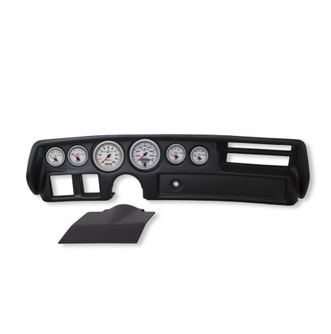 AutoMeter Ultra-Lite II Instrument Clusters 2136-14 Gauge Kit, II, Analog, Silver Face, Speedo, Tach, Oil, Water, Volt, Fuel, Black Numbers, Red Pointers, Black Panel, Chevy, Kit
