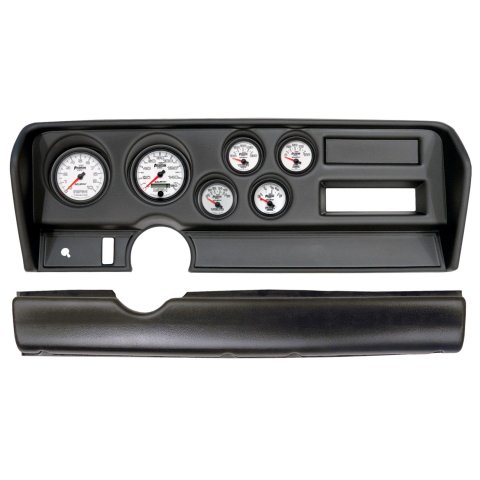 AutoMeter Phantom II Instrument Clusters for 1970-1972 GTO, LEMANS - 2914-10 Gauge Kit, II, Analog, White Face, Speedo, Tach, Oil, Water, Volt, Fuel, Silver Numbers, Red Pointers, Black Panel, Pontiac, No A/C, Kit