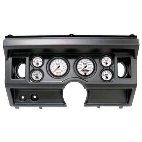 AutoMeter Phantom II Instrument Clusters 2919-10 Gauge Kit, II, Analog, White Face, Speedo, Tach, Oil, Water, Volt, Fuel, Silver Numbers, Red Pointers, Black Panel, Ford, With A/C, Kit