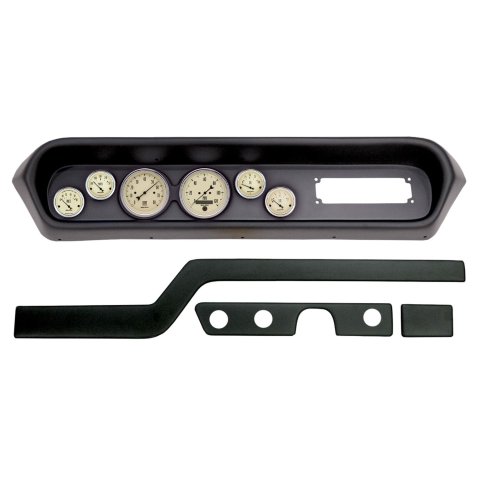 AutoMeter Antique Beige Instrument Clusters for 1964-1965 GTO, LEMANS - 2108-02 Gauge Kit, Series, Analog, Speedometer, Tach, Oil, Water, Volts, Fuel, Black Numbers and Pointers, Black Panel, Pontiac, Kit