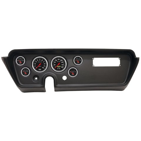 AutoMeter Sport-Comp Instrument Clusters for 1967 GTO, LEMANS - 2113-11 Gauge Kit, Sport-Comp, Analog, Black Face, Speedometer, Tach, Oil, Water, Volts, Fuel, White Numbers, Red Pointers, Black Panel, Pontiac, Kit