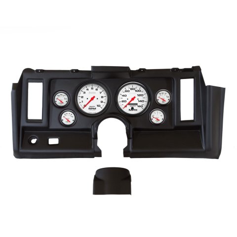 AutoMeter Phantom Instrument Clusters for 1969 CAMARO - 2131-09 Gauge Kit, Phantom, Analog, White Face, Speedo, Tach, Oil, Water, Volt, Fuel, Black Numbers, Red Pointers, Black Panel, Chevy, Kit