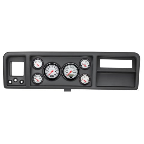 AutoMeter Phantom Instrument Clusters 2146-09 Gauge Kit, Phantom, Analog, White Face, Speedometer, Tach, Oil, Water, Volt, Fuel, Black Numbers, Red Pointers, Black Panel, Ford, Kit