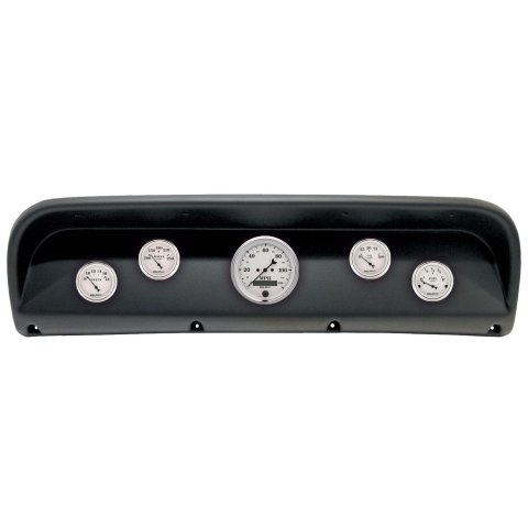 AutoMeter Old Tyme White Series Instrument Clusters for 1967-1972 F-100, F-250, F-350 - 2900-08 Gauge Kit, White, Analog, Speedometer, Oil, Water, Volt, Fuel, Black Numbers and Pointers, Black Panel, Ford, Kit
