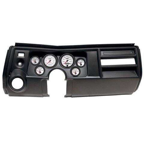 AutoMeter Phantom II Instrument Clusters for 1969 CHEVELLE, EL CAMINO - 2909-10 Gauge Kit, II, Analog, White Face, Speedometer, Tach, Oil, Water, Volt, Fuel, Silver Numbers, Red Pointers, Black Panel, Chevy, Vent, Kit