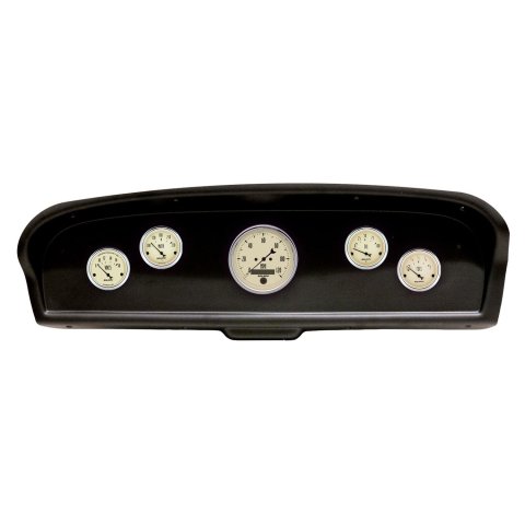 AutoMeter Antique Beige Instrument Clusters 2105-02 Gauge Kit, Series, Analog, Speedometer, Oil, Water, Volts, Fuel, Black Numbers and Pointers, Black Panel, Ford, Kit