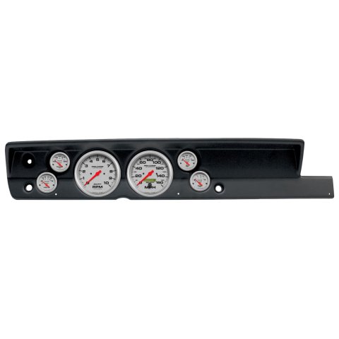 AutoMeter Ultra-Lite Instrument Clusters for 1967-1969 BARRACUDA - 2117-13 Gauge Kit, Ultra-Lite, Analog, Silver Face, Speed, Tach, Oil, Water, Volt, Fuel, Black Numbers, Red Pointers, Black Panel, Plymouth, No Heat, Kit