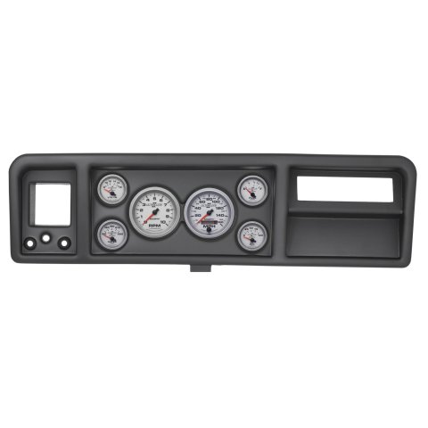 AutoMeter Ultra-Lite II Instrument Clusters 2146-14 Gauge Kit, II, Analog, Silver Face, Speedometer, Tach, Oil, Water, Volt, Fuel, Black Numbers, Red Pointers, Black Panel, Ford, Kit