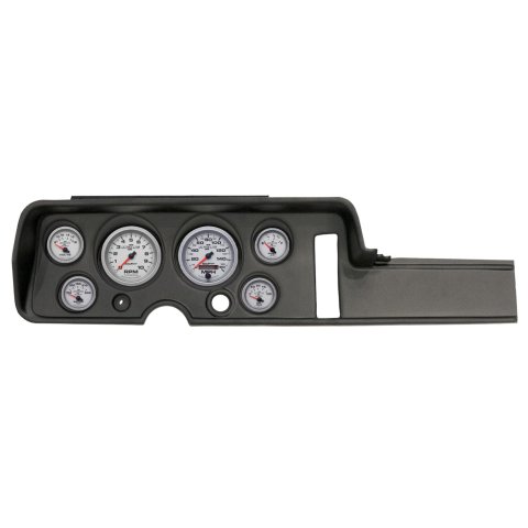 AutoMeter Ultra-Lite II Instrument Clusters for 1968 GTO, LEMANS - 2906-14 Gauge Kit, II, Analog, Silver Face, Speedometer, Tach, Oil, Water, Volt, Fuel, Black Numbers, Red Pointers, Black Panel, Chevy, Kit