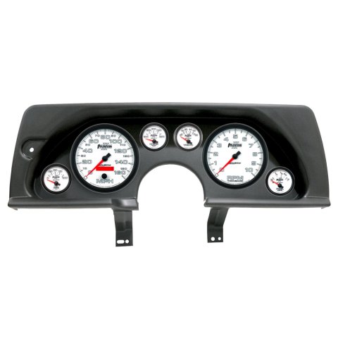 AutoMeter Phantom II Instrument Clusters for 1990-1992 CAMARO - 2926-10 Gauge Kit, II, Analog, White Face, Speedometer, Tach, Oil, Water, Volt, Fuel, Silver Numbers, Red Pointers, Black Panel, Chevy, GMC, Kit