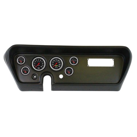 AutoMeter Sport-Comp Instrument Clusters for 1966 GTO, LEMANS - 2111-11 Gauge Kit, Sport-Comp, Analog, Black Face, Speedometer, Tach, Oil, Water, Volts, Fuel, White Numbers, Red Pointers, Black Panel, Pontiac, Kit