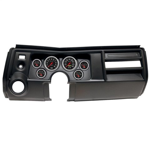 AutoMeter Sport-Comp Instrument Clusters for 1969 CHEVELLE, EL CAMINO - 2909-11 Gauge Kit, Sport-Comp, Analog, Black Face, Speedometer, Tach, Oil, Water, Volt, Fuel, White Numbers, Red Pointers, Black Panel, Chevy, Vent, Kit