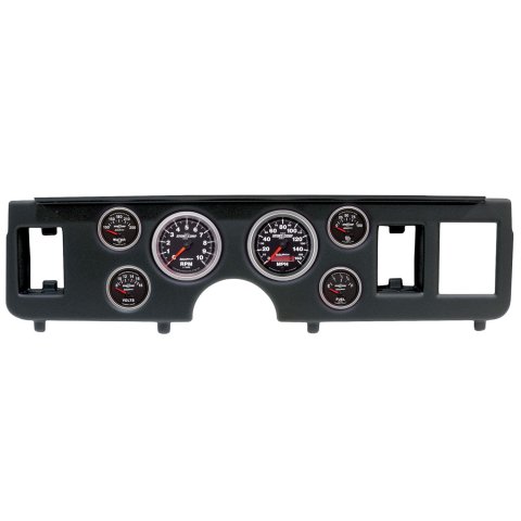 AutoMeter Sport-Comp II Instrument Clusters for 1979-1986 MUSTANG - 2917-12 Gauge Kit, II, Analog, Black Face, Speedo, Tach, Oil, Water, Volt, Fuel, White Numbers, Red Pointers, Black Panel, Ford, Kit