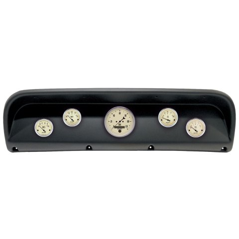 AutoMeter Antique Beige Instrument Clusters for 1967-1972 F-100, F-250, F-350 - 2900-02 Gauge Kit, Beige, Analog, Speedometer, Oil, Water, Volt, Fuel, Black Numbers and Pointers, Black Panel, Ford, Kit