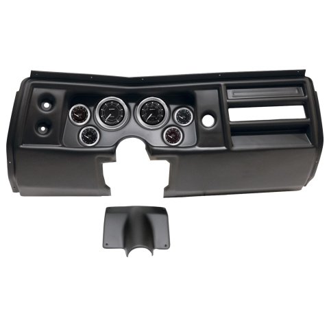 AutoMeter Chrono Instrument Clusters for 1968 CHEVELLE, EL CAMINO - 2901-04 Gauge Kit, Chrono, Analog, Black Face, Speedo, Tach, Oil, Water, Volt, Fuel, White Numbers and Pointers, Black Panel, Chevy, No Vent, Kit