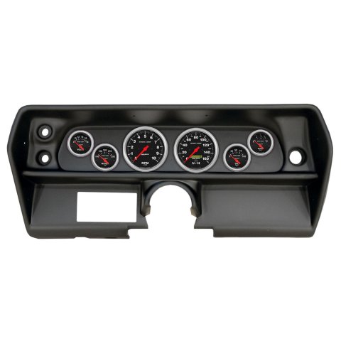 AutoMeter Sport-Comp Instrument Clusters for 1968 CHEVY II - 2905-11 Gauge Kit, Sport-Comp, Analog, Black Face, Speedometer, Tach, Oil, Water, Volt, Fuel, White Numbers, Red Pointers, Black Panel, Chevy, Kit