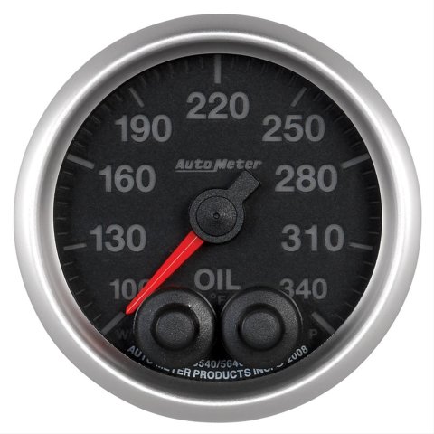 AutoMeter NASCAR Elite Series Analog Gauges 5640-05702 Gauge, Analog, Stepper Motor w/o Pro Control, Oil Temp, 100-340 degrees F, 2 1/16 in. Diameter, Black Face, Each
