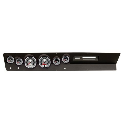 AutoMeter American Muscle Instrument Clusters for 1967-1969 DART - 2119-01 Gauge Kit, Muscle, Analog, Silver Face, Speedo, Tach, Oil, Water, Volts, Fuel, White Numbers, Red Pointers, Black Panel, Dodge, Kit