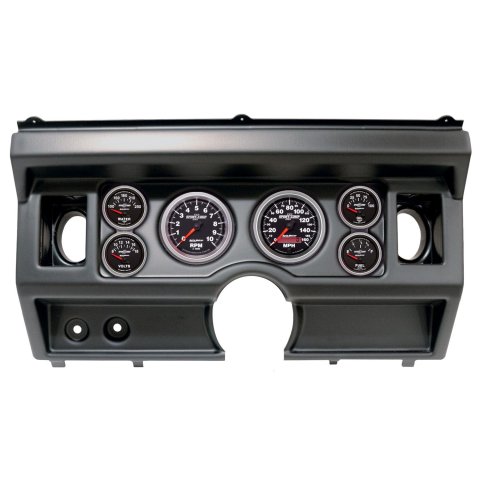 AutoMeter Sport-Comp II Instrument Clusters 2919-12 Gauge Kit, II, Analog, Black Face, Speedo, Tach, Oil, Water, Volt, Fuel, White Numbers, Red Pointers, Black Panel, Ford, With A/C, Kit