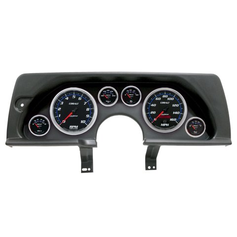 AutoMeter Cobalt Instrument Clusters for 1990-1992 CAMARO - 2926-05 Gauge Kit, Cobalt, Analog, Black Face, Speedometer, Tach, Oil, Water, Volt, Fuel, White/Blue Numbers, Red Pointers, Black Panel, Chevy, GMC, Kit