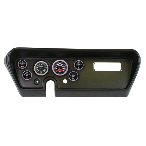 AutoMeter Sport-Comp II Instrument Clusters for 1966 GTO, LEMANS - 2111-12 Gauge Kit, II, Analog, Black Face, Speedo, Tach, Oil, Water, Volts, Fuel, White Numbers, Red Pointers, Black Panel, Pontiac, Kit