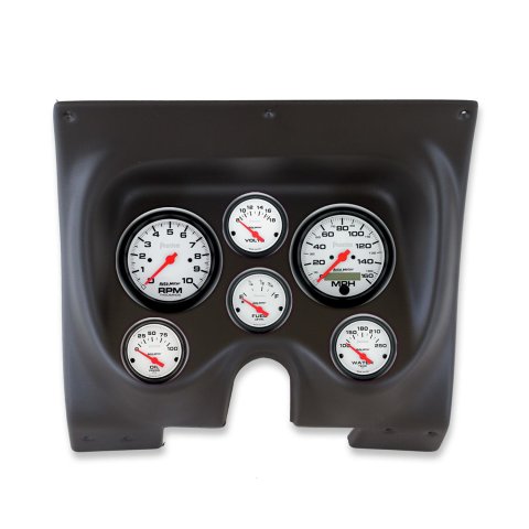 AutoMeter Phantom Instrument Clusters for 1967-1968 CAMARO, FIREBIRD - 2130-09 Gauge Kit, Phantom, Analog, White Face, Speedometer, Tach, Oil, Water, Volts, Fuel, Black Numbers, Red Pointers, Black Panel, Chevy, Pontiac, Kit