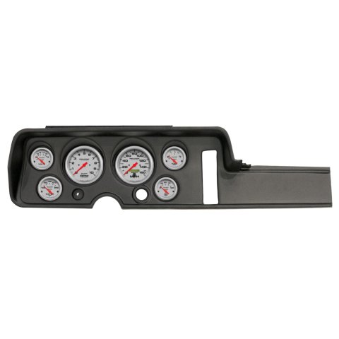 AutoMeter Ultra-Lite Instrument Clusters for 1968 GTO, LEMANS - 2906-13 Gauge Kit, Ultra-Lite, Analog, Silver Face, Speedometer, Tach, Oil, Water, Volt, Fuel, Black Numbers, Red Pointers, Black Panel, Chevy, Kit