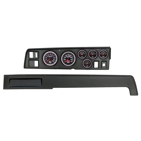 AutoMeter Sport-Comp II Instrument Clusters 2907-12 Gauge Kit, II, Analog, Black Face, Speedometer, Tach, Oil, Water, Volt, Fuel, White Numbers, Red Pointers, Black Panel, Dodge, Kit